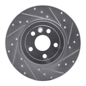 Land Rover Range Rover Evoque Brake Rotor (1) - Rear Right - R1 Concepts - Drilled & Slotted - Silver - `16-`19 Land Rover Range Rover Evoque Brake Rotor (1) - Rear Right - R1 Concepts - Drilled & Slotted - Silver - `16-`19